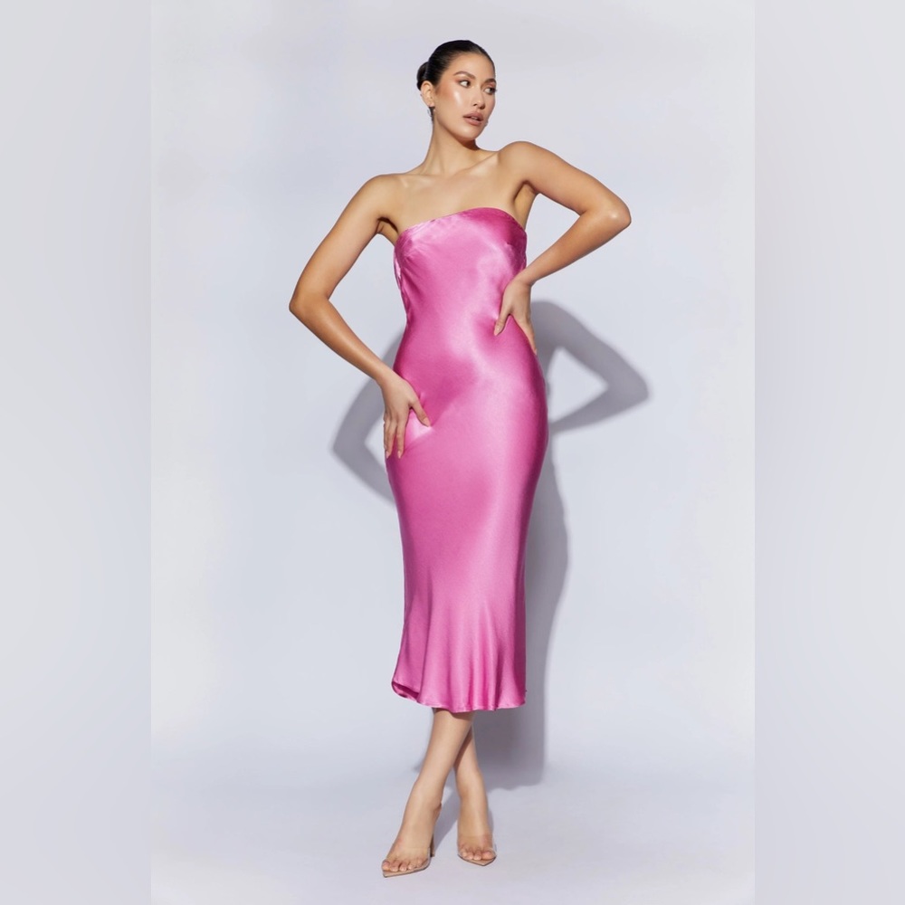 Meshki Pink strapless Mischa dress small